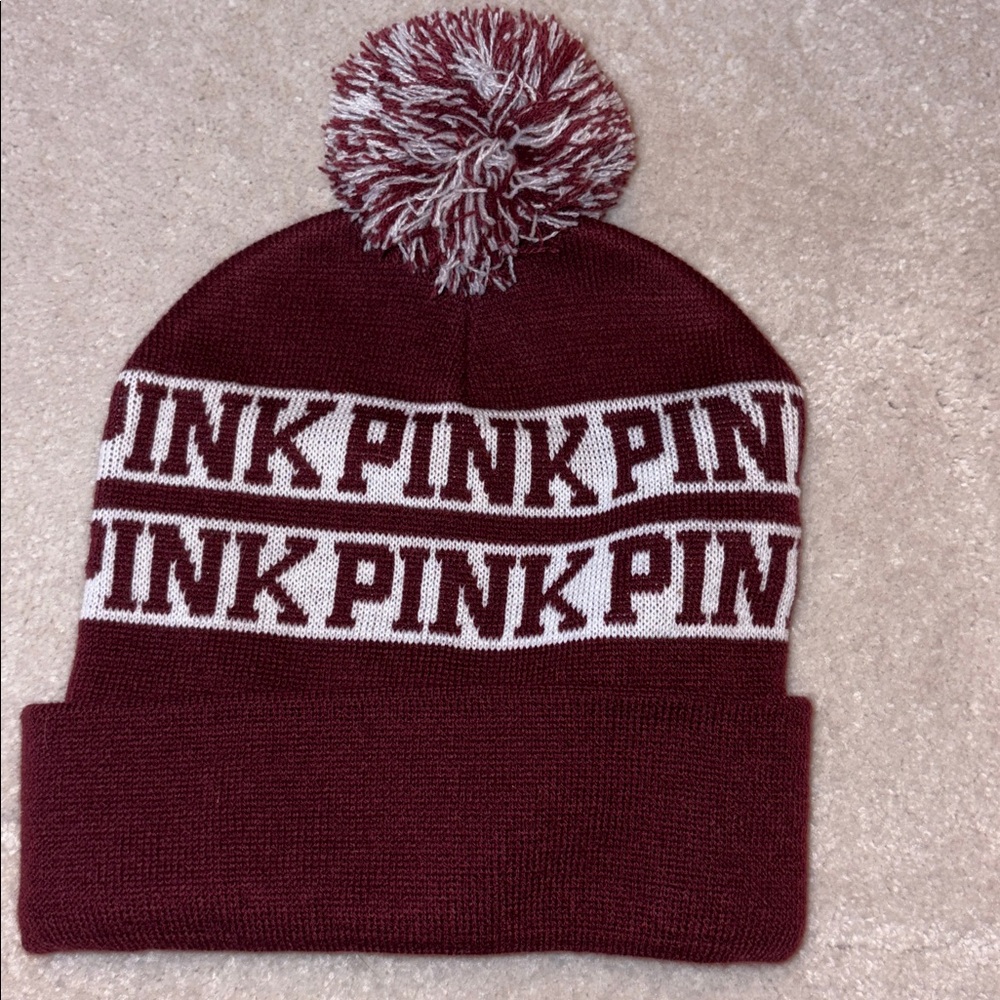 PINK Victoria's Secret Maroon Knit Hat